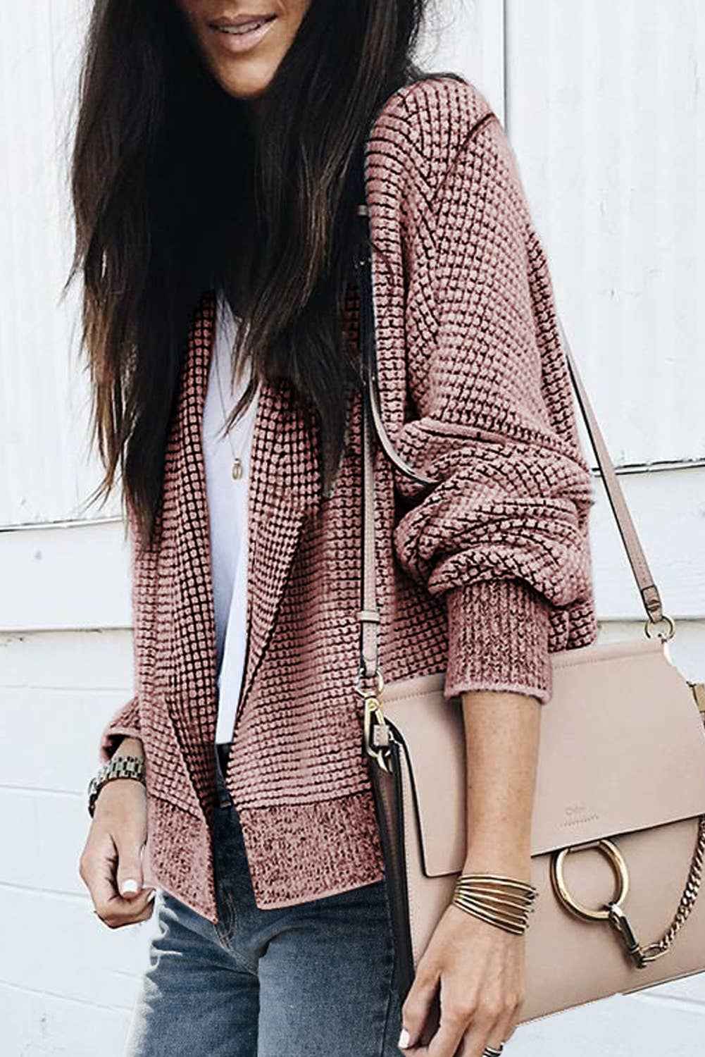 Pink Waffle Cardigan