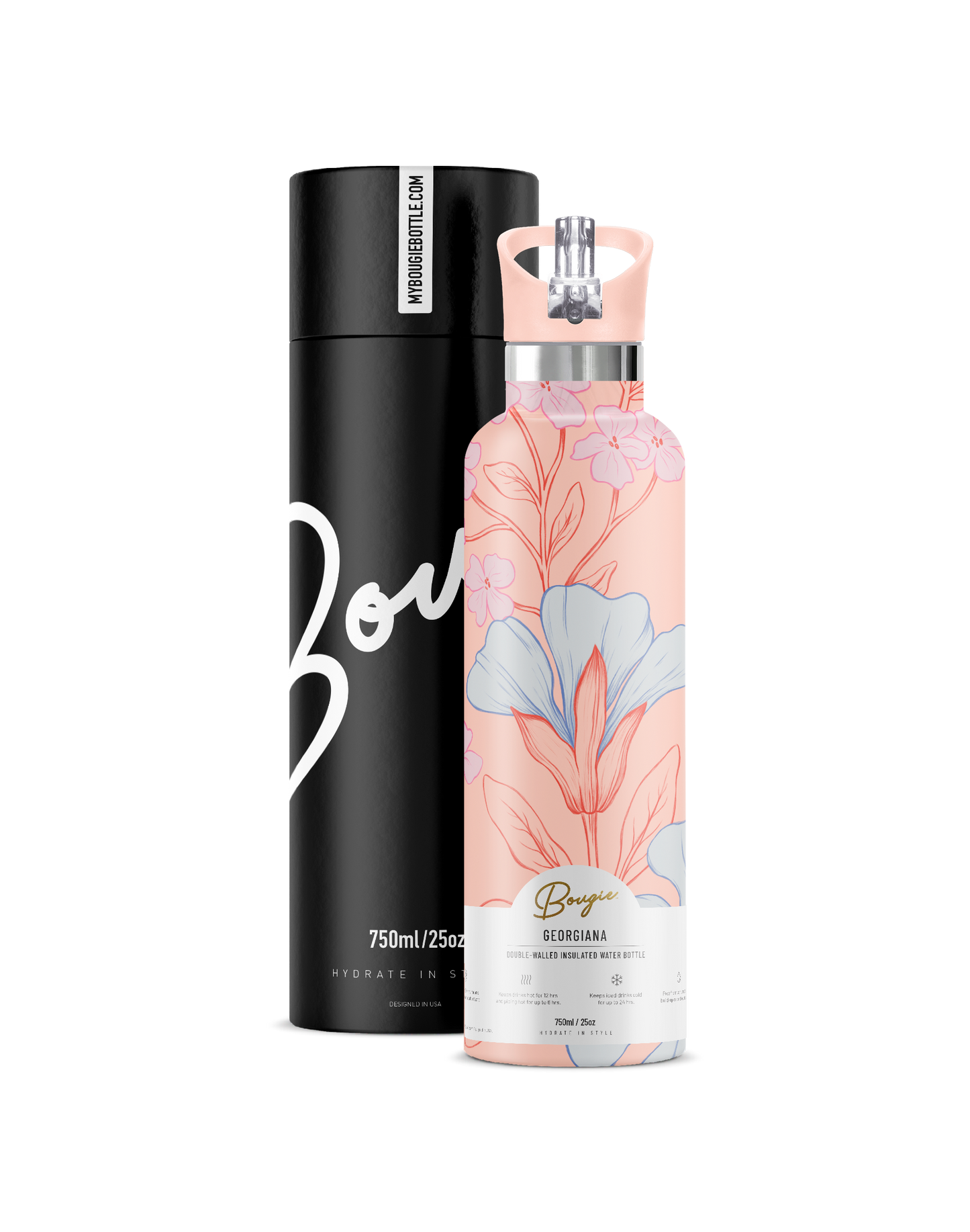 GEORGIANA Peach Insulated Water Bottle