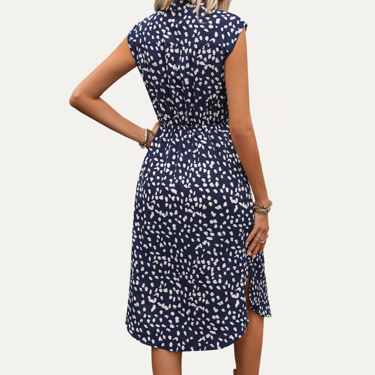 Zip-Up Sleeveless Midi Dress