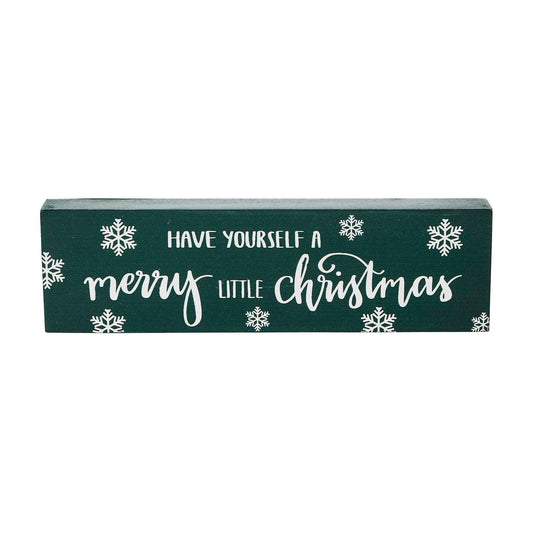 Have Yourself A Merry Little Christmas Green Block Sign 3x10