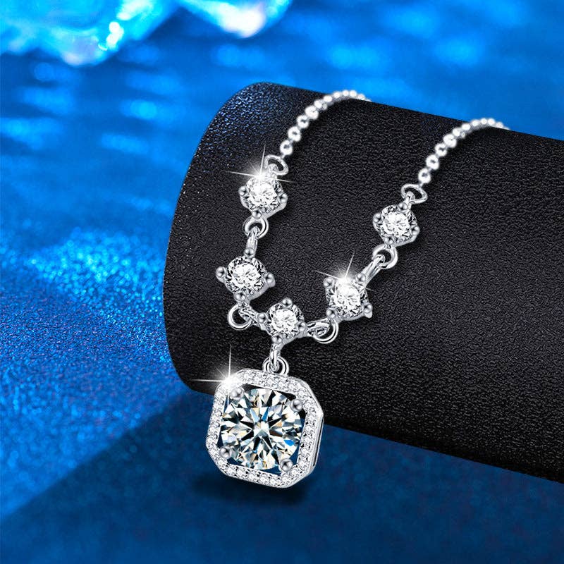 Moissanite Halo Necklace