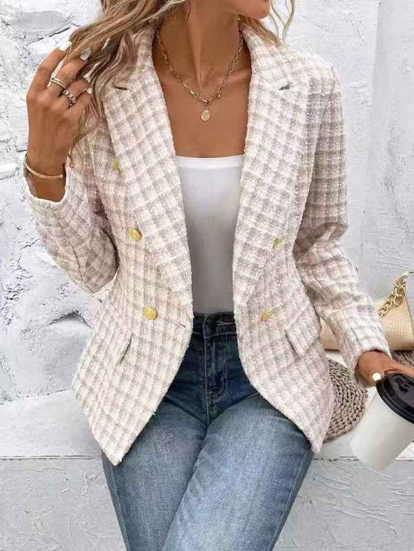 Checkered Pattern Blazer Jacket