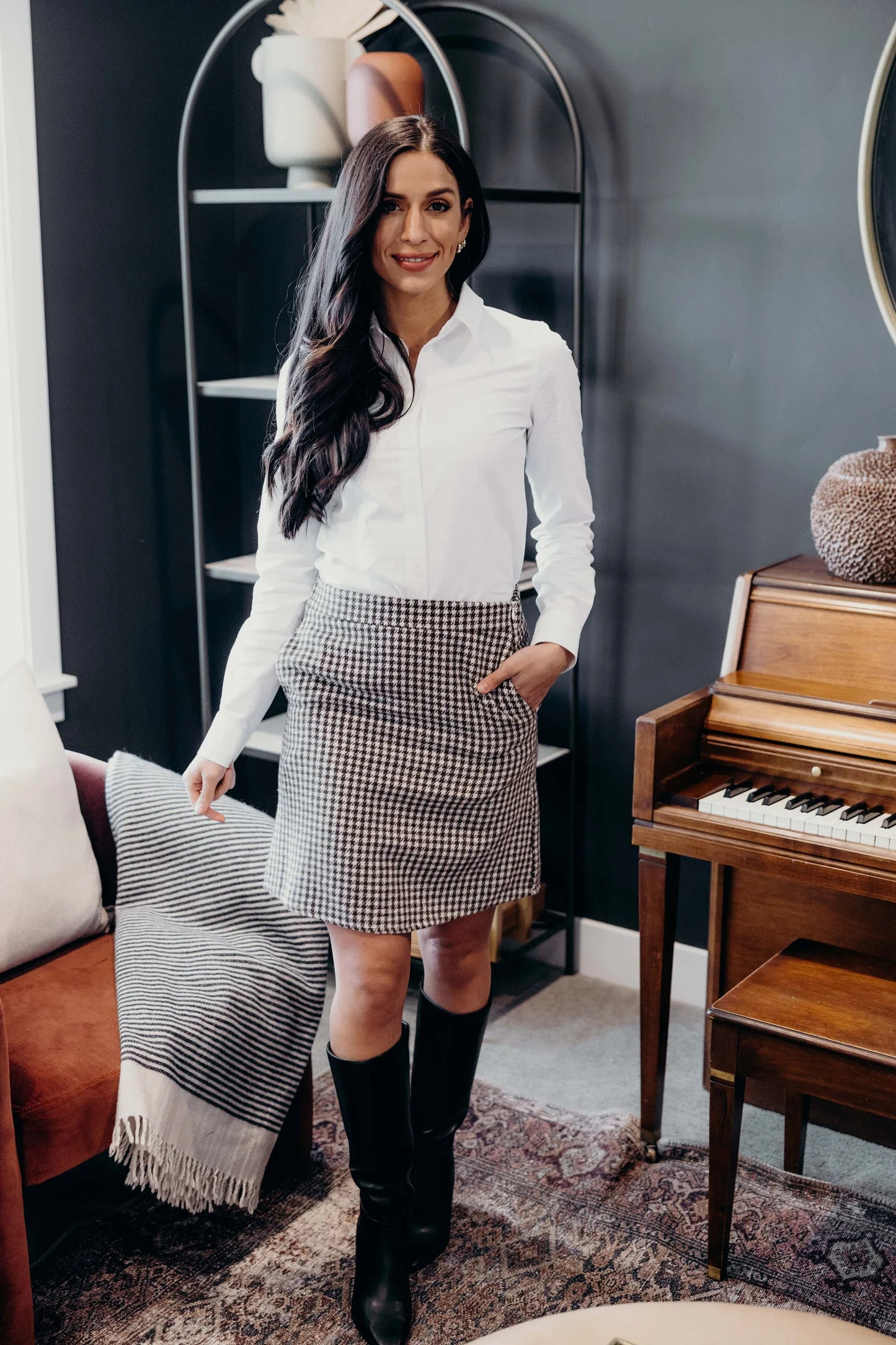 Houndstooth Miniskirt - Threads Boutique