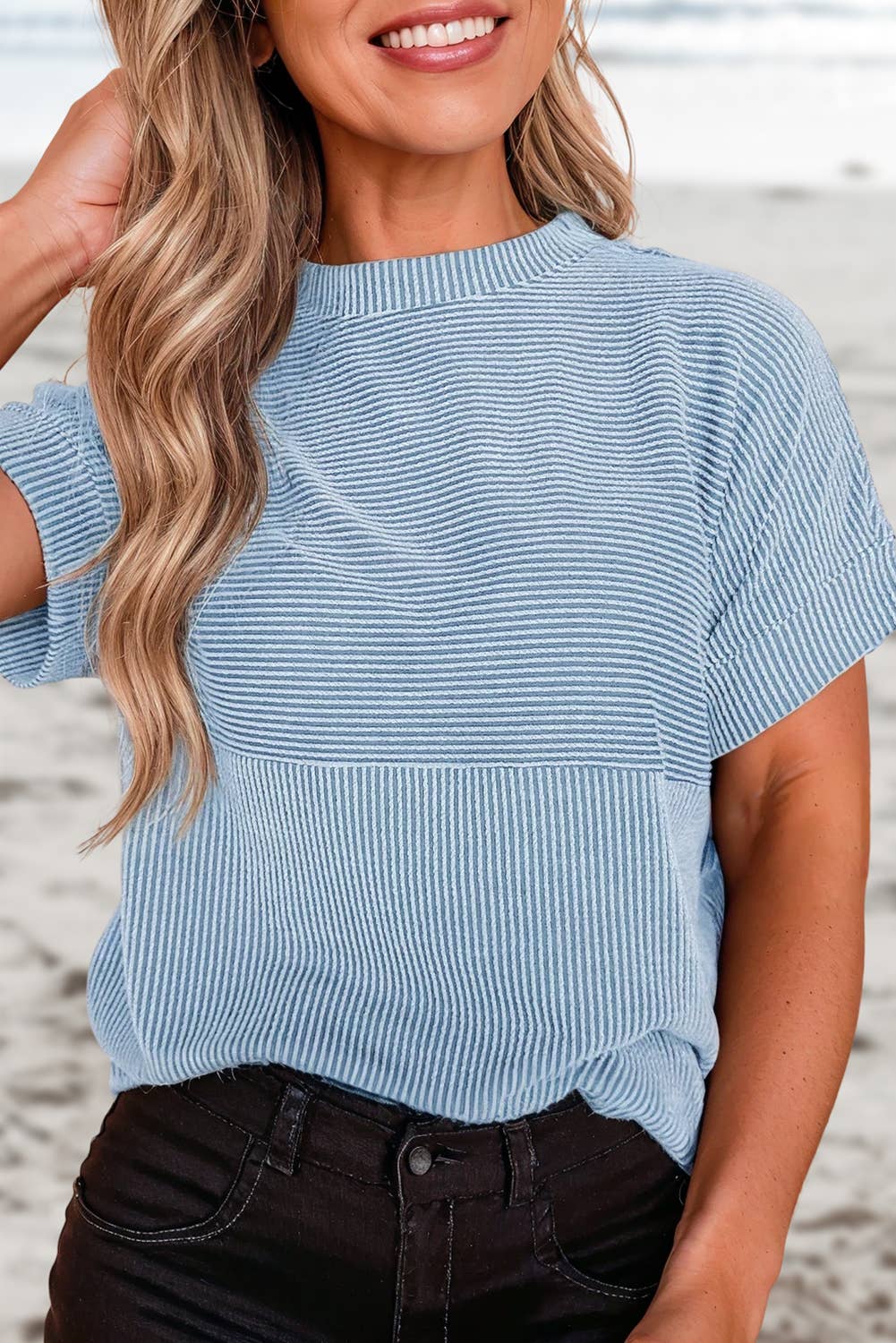 Corded Mock Neck Shirt