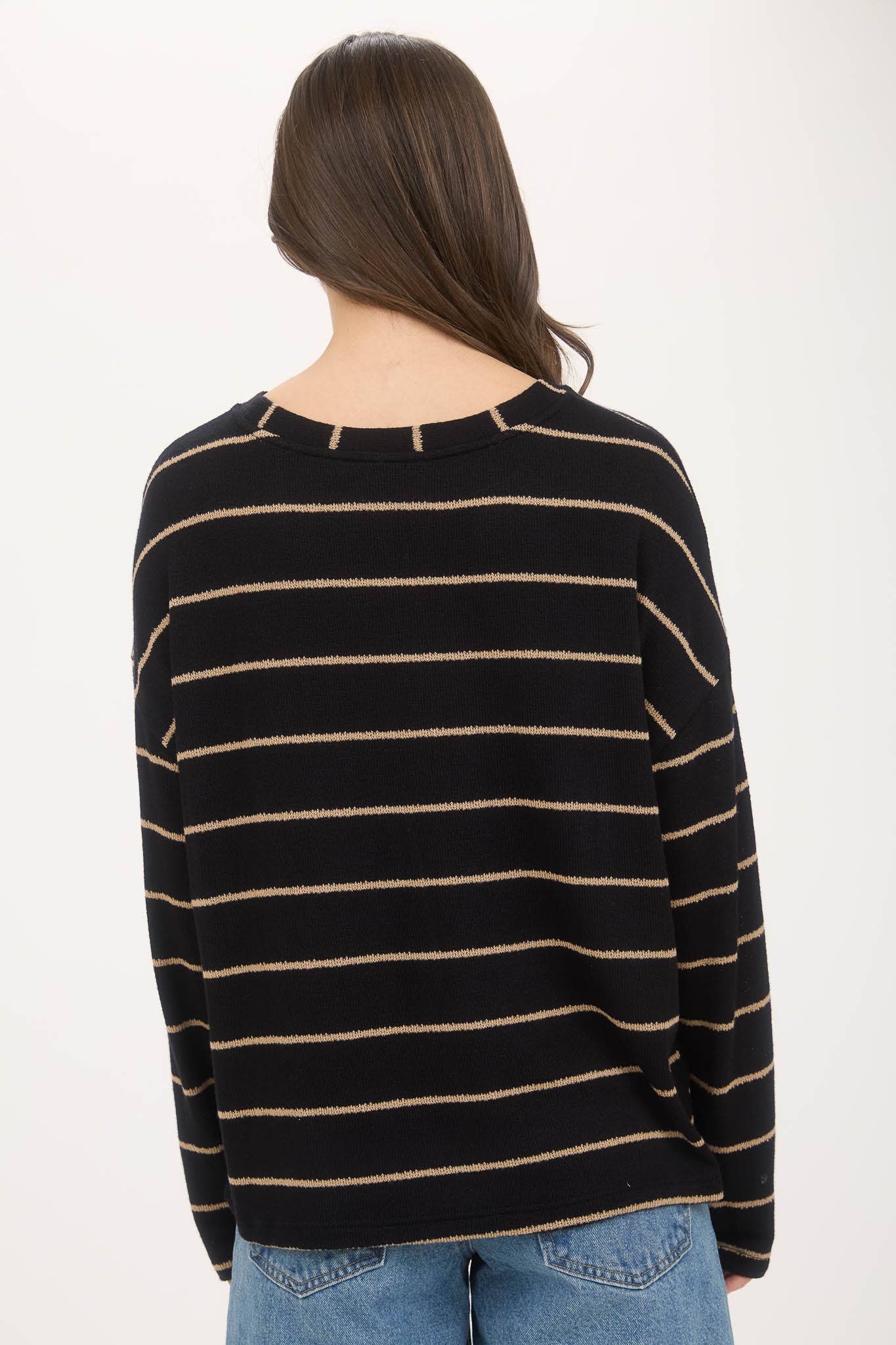 Stripe Drop Shoulder Knit Top