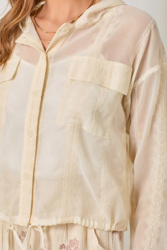 Eyelet Hoodie Jacket - Threads Boutique