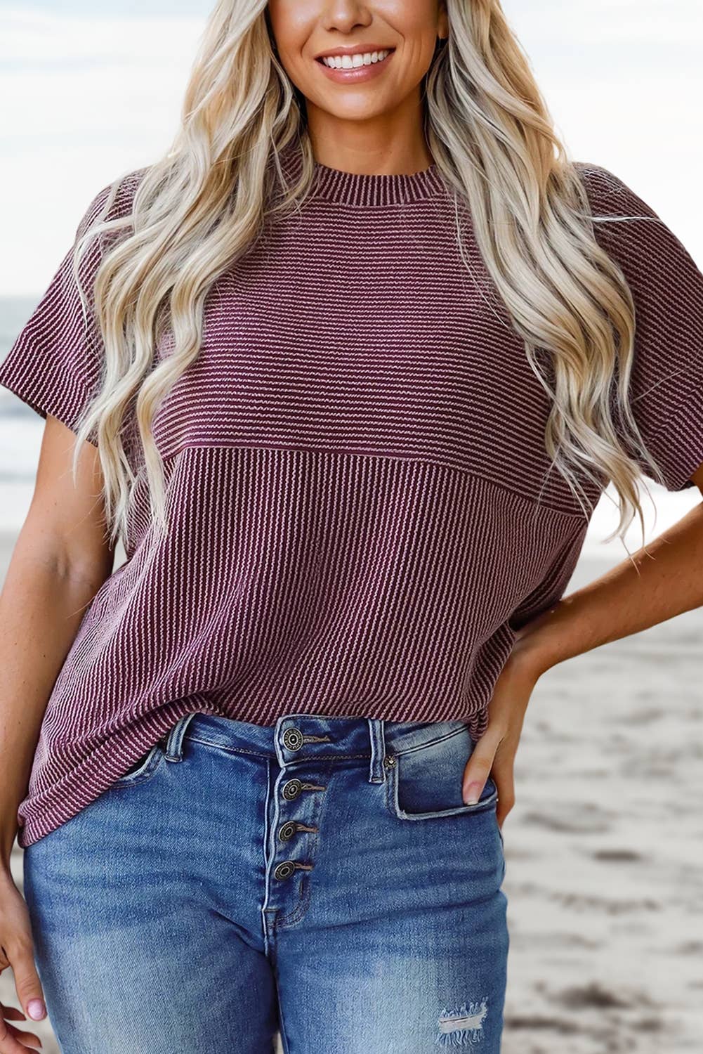 Corded Mock Neck Shirt