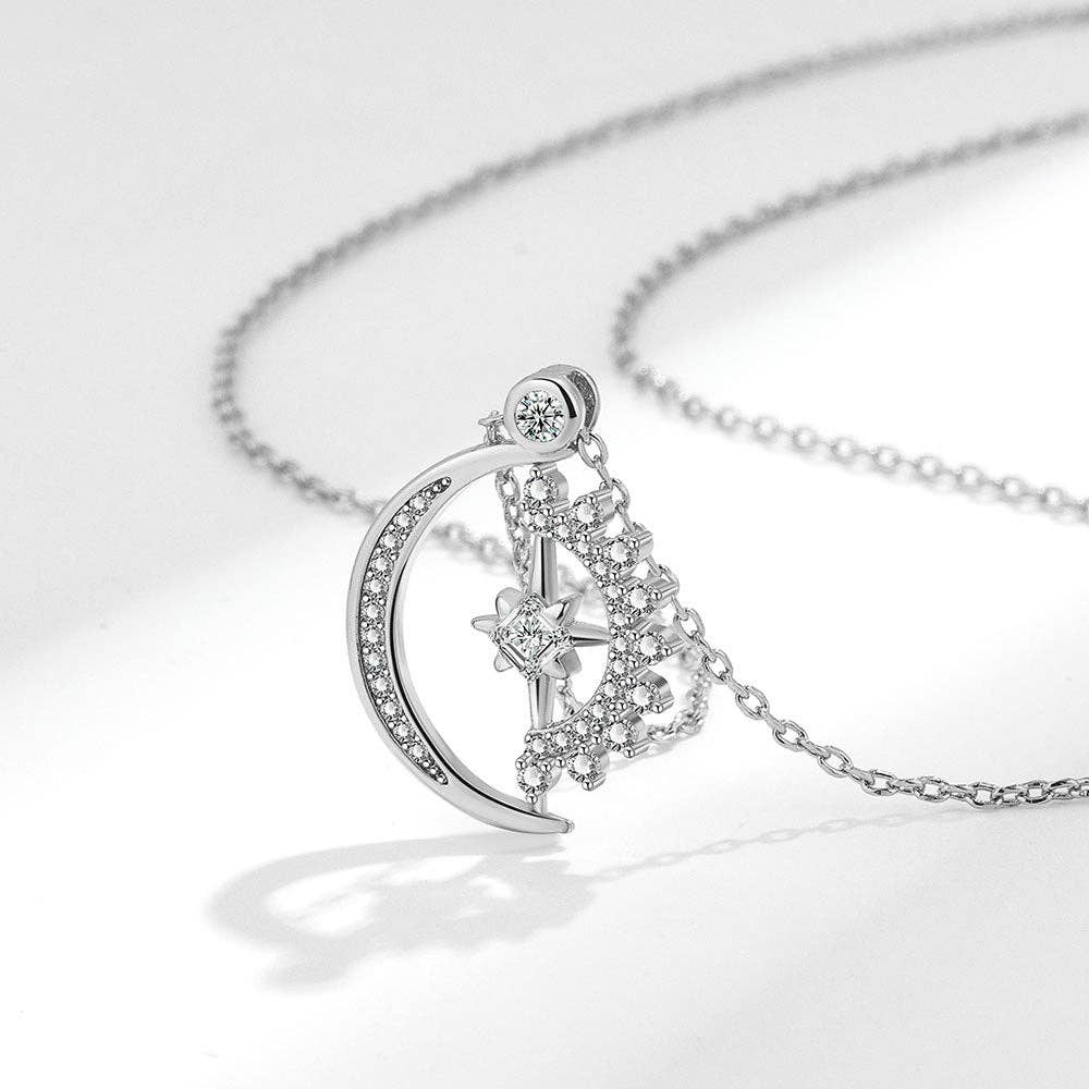 Sun Moon Star Fidget Spinner Charm Necklace