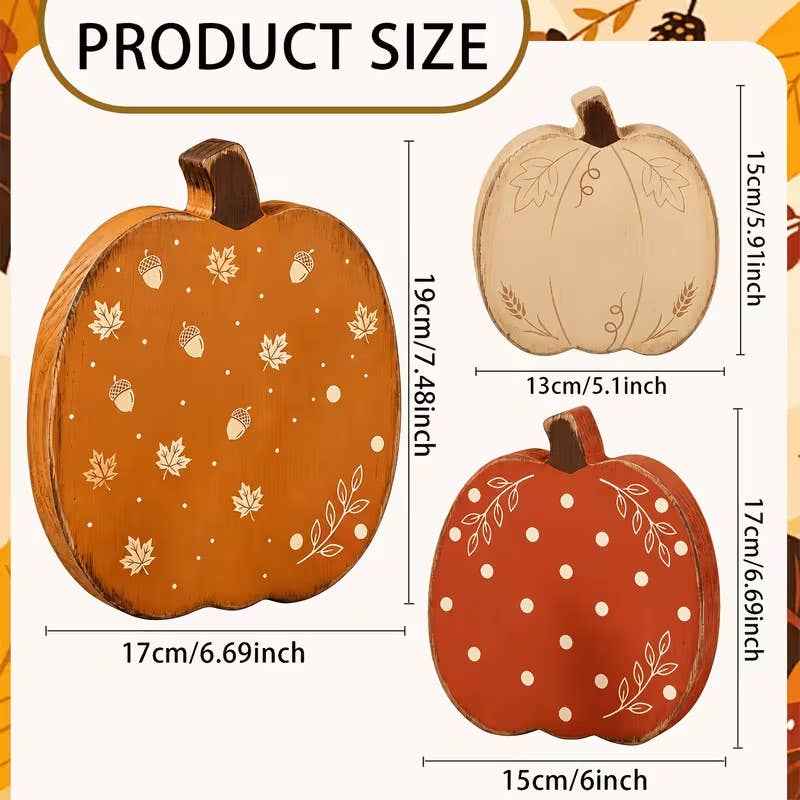 Rustic Wooden Pumpkin Decor Set of 3