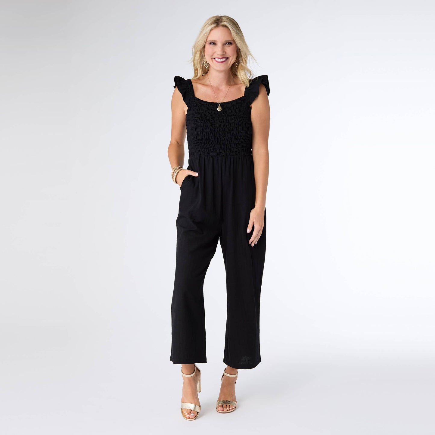 Kohde Wide Leg Smocked Jumpsuit