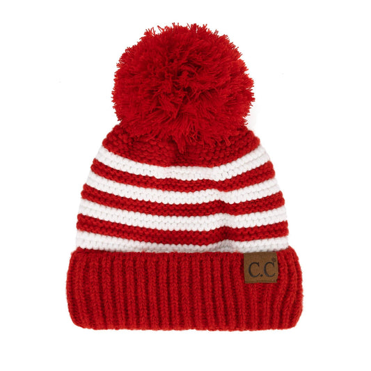 CC Striped Pom Beanie - Threads Boutique