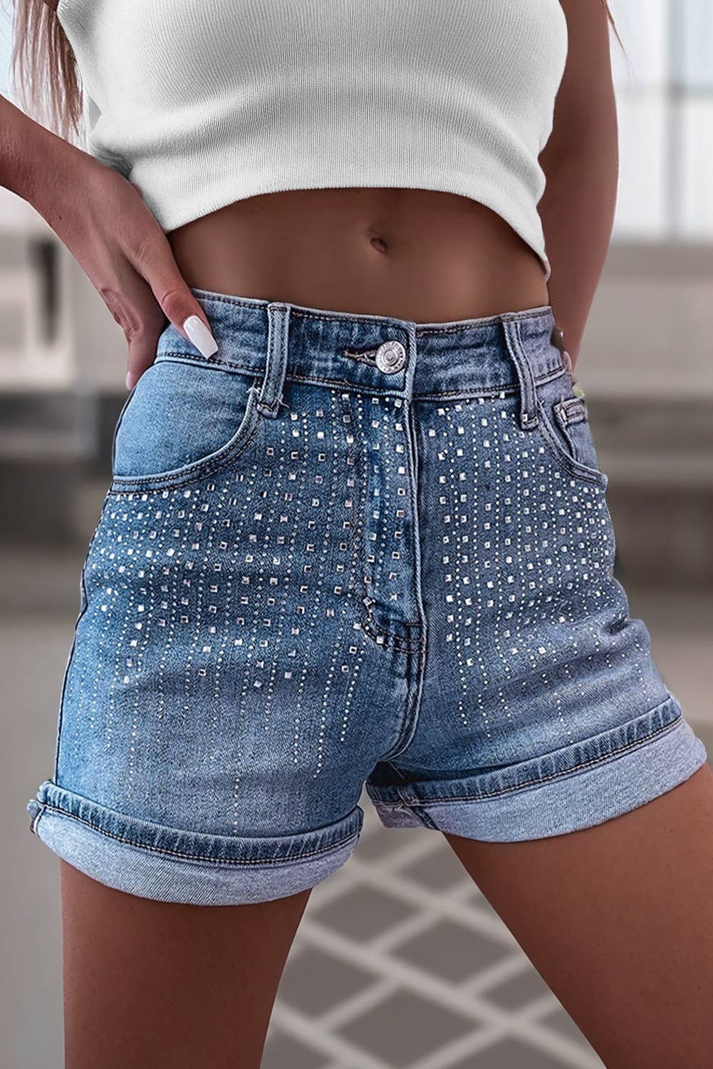 Rhinestone Denim Shorts