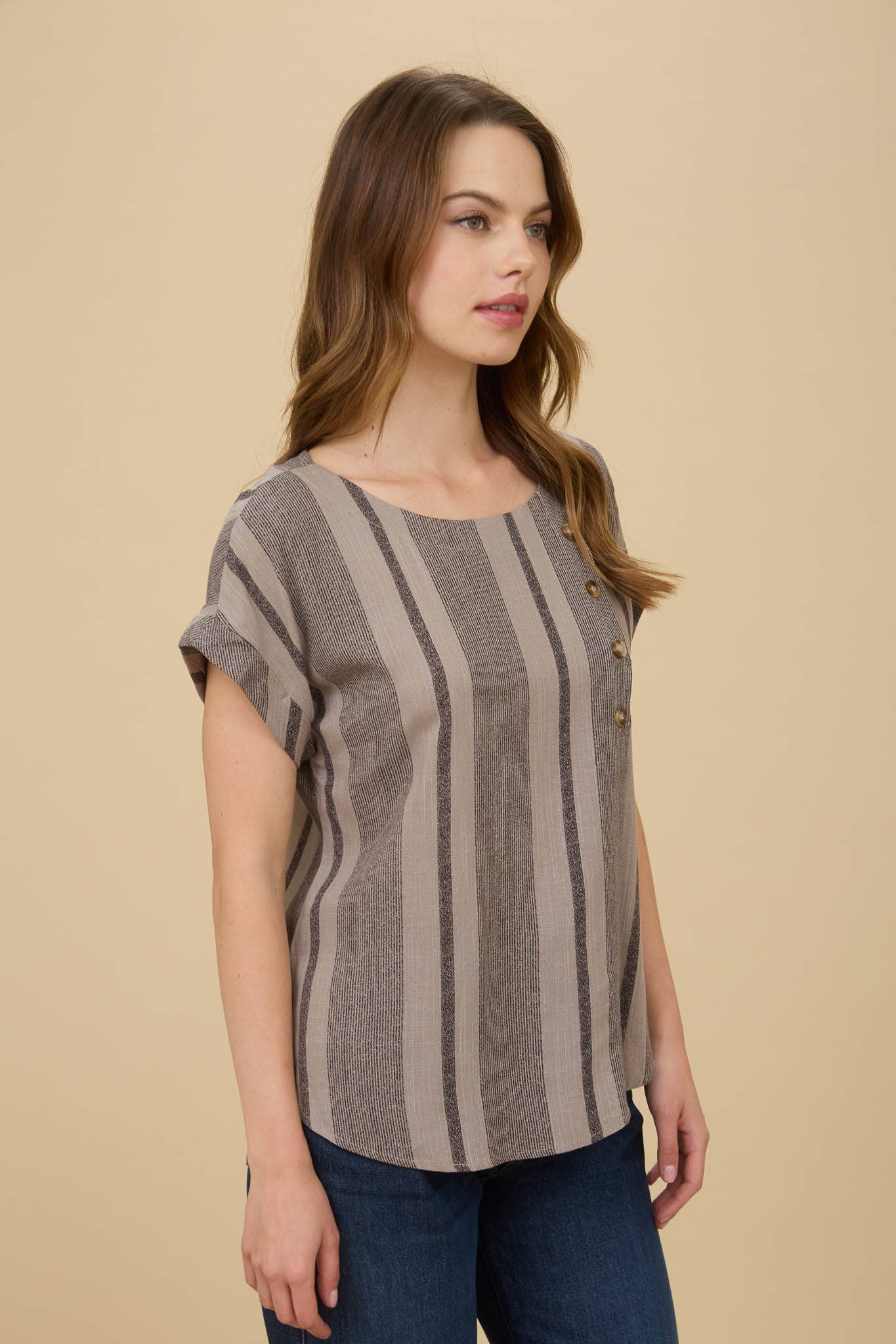 Stripe Cuff Sleeve Top