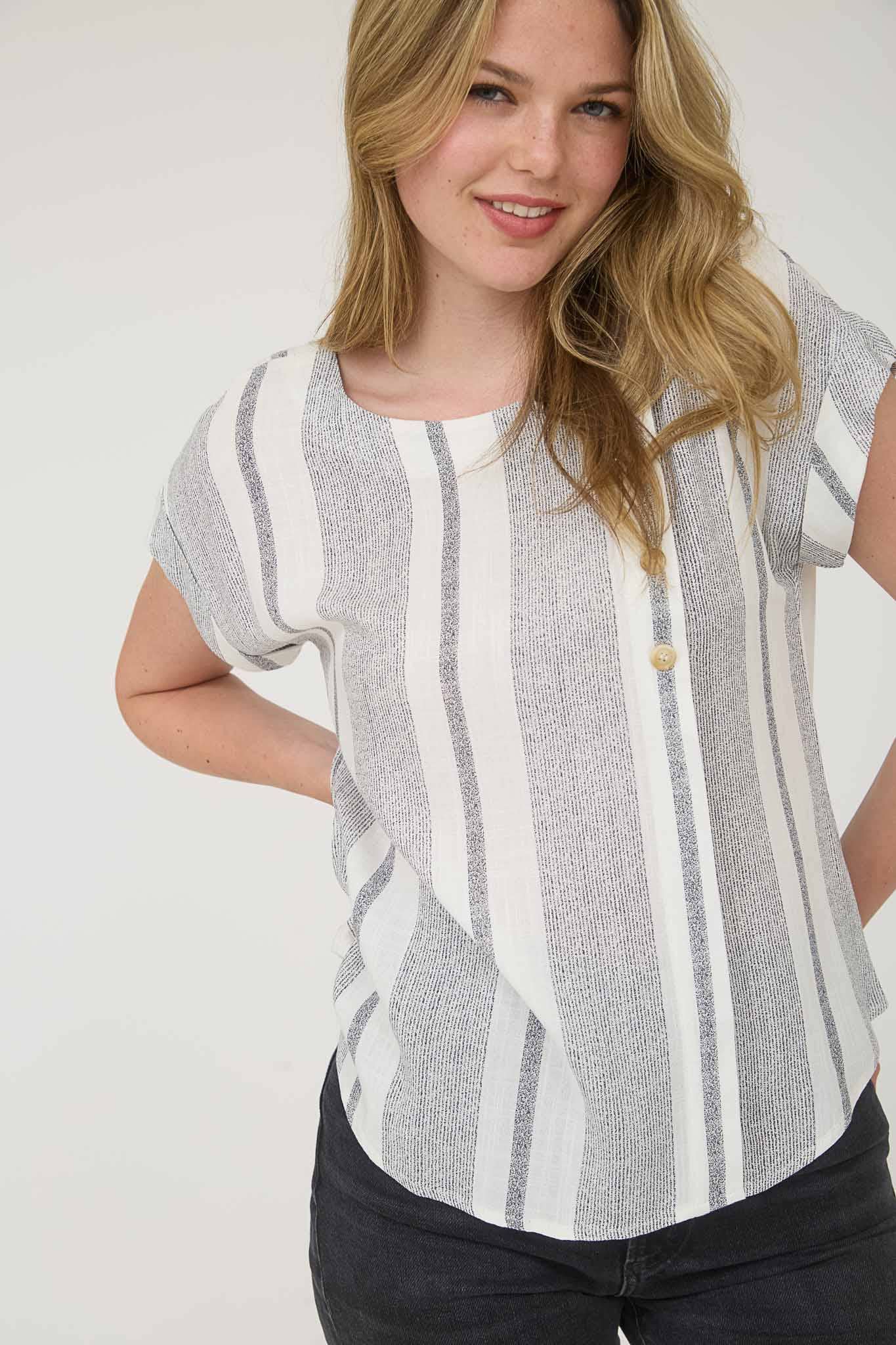 Stripe Cuff Sleeve Top