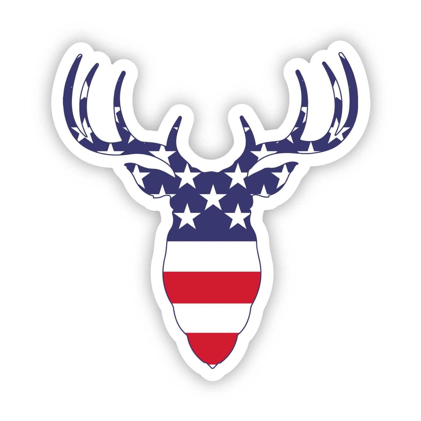 Deer With Antlers Sticker - American Flag