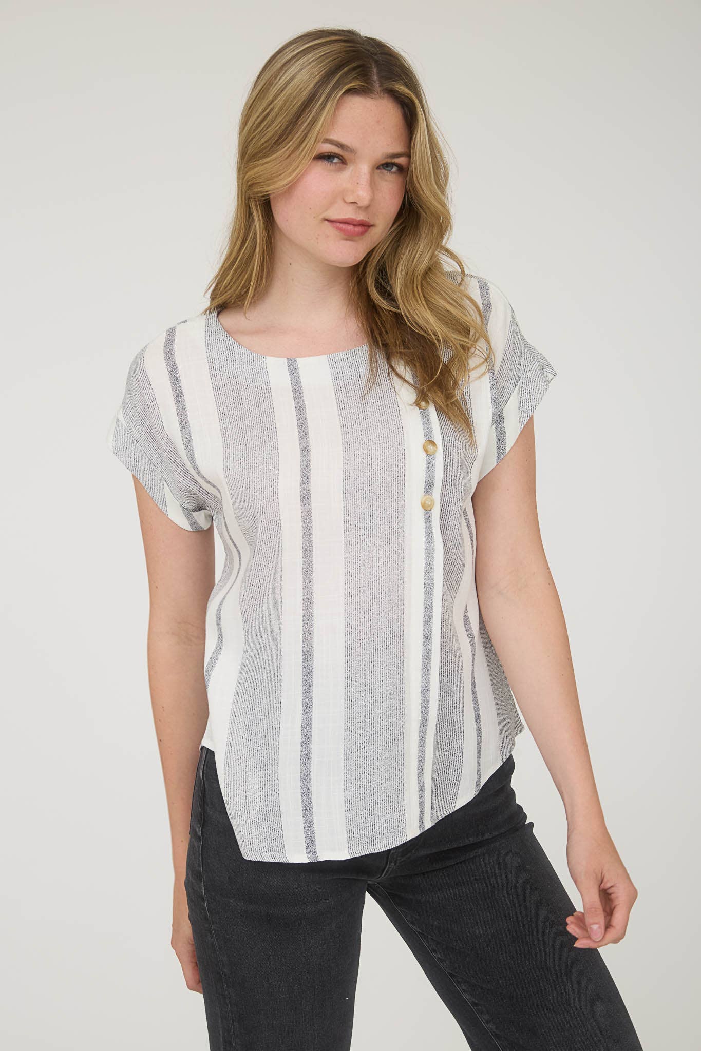 Stripe Cuff Sleeve Top
