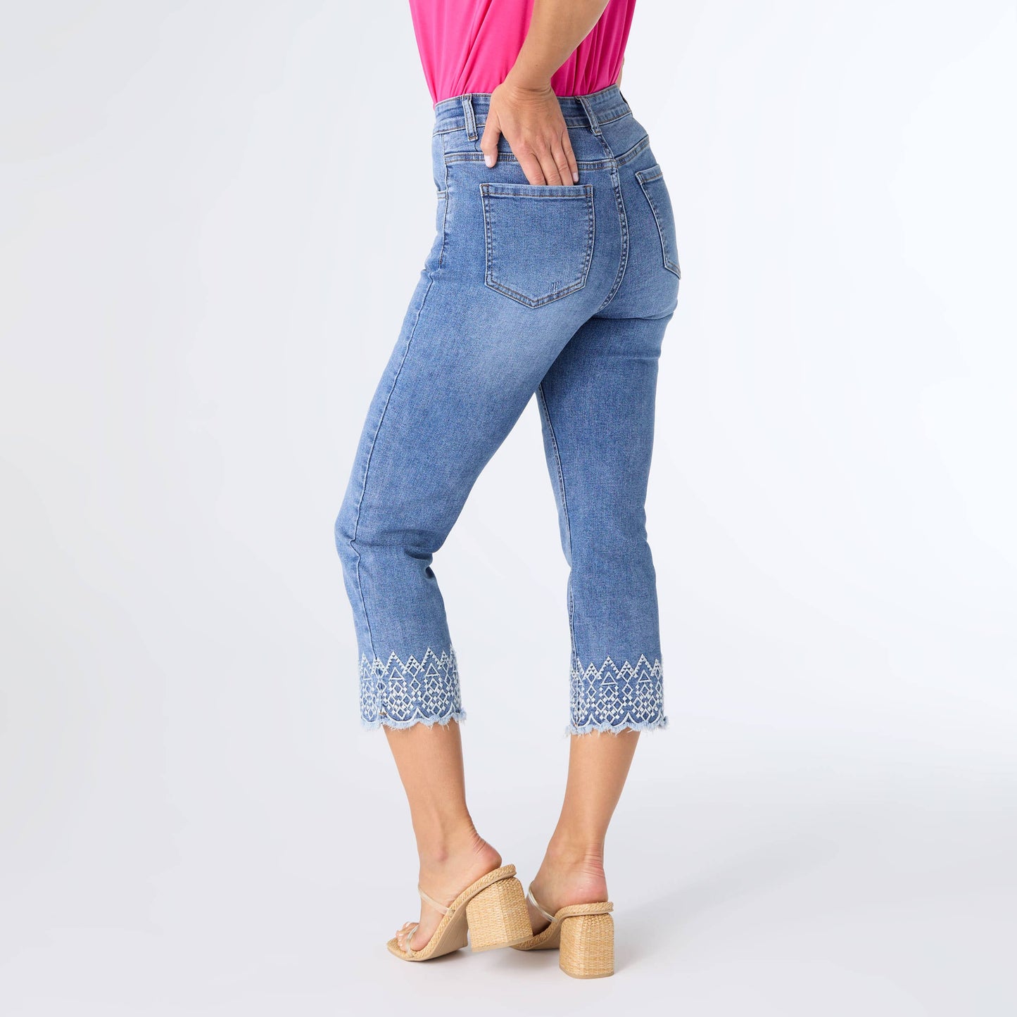EverStretch Straight Capri with Bottom Embroidery