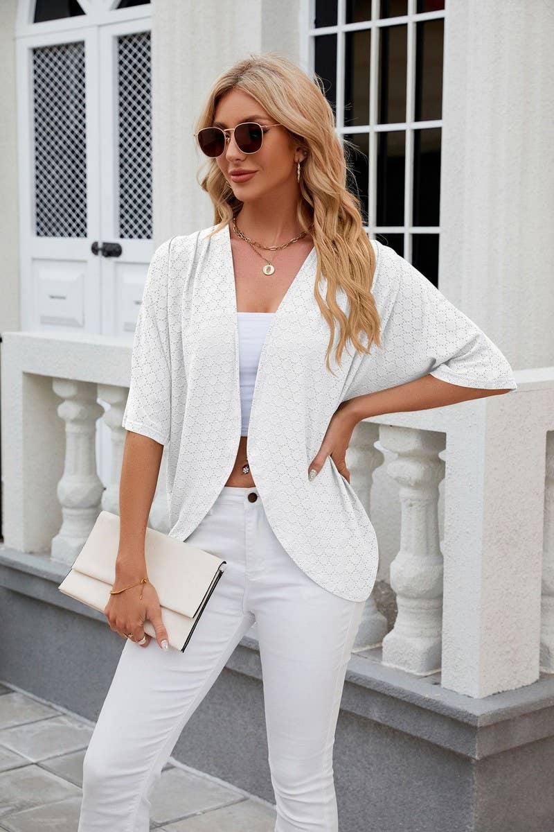 Open Front Short Sleeve Knit Top