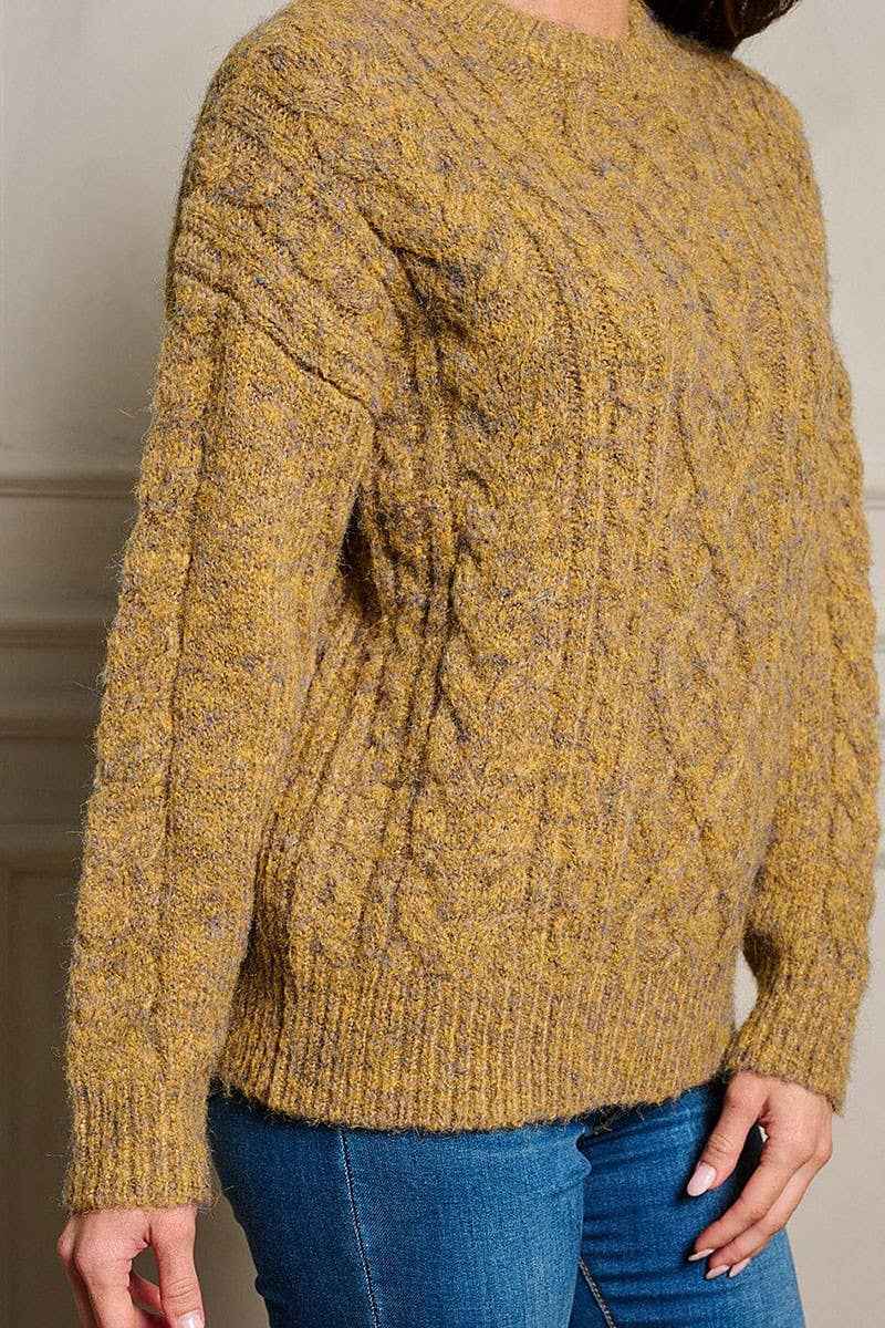 Cable Knit Fuzzy Sweater
