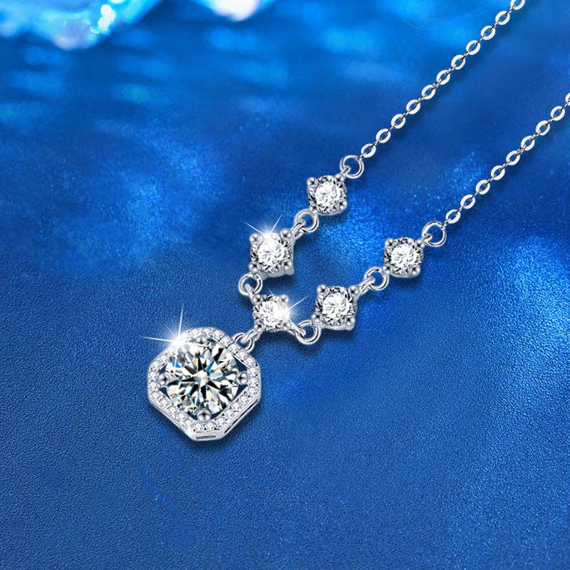 Moissanite Halo Necklace