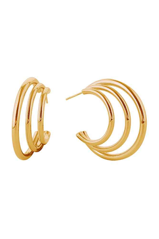 14K Disco Triple Hoop Earrings