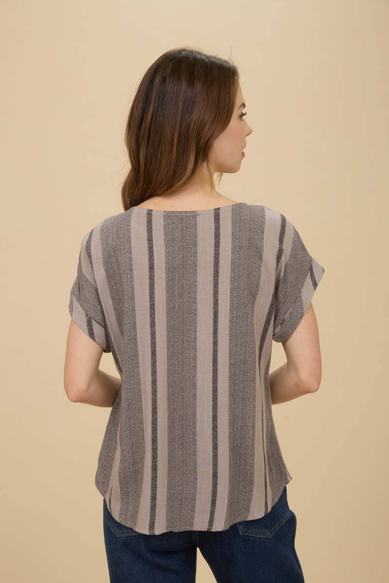 Stripe Cuff Sleeve Top