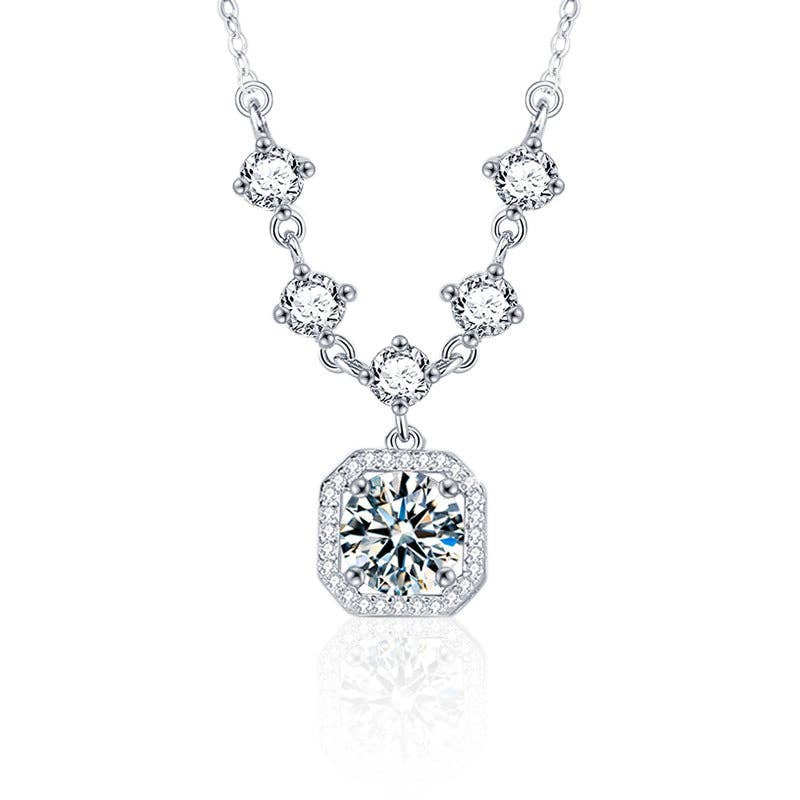 Moissanite Halo Necklace