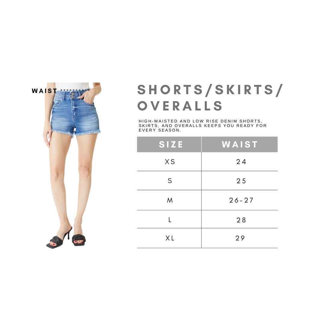 KanCan Mid Rise Button Up Denim Shorts