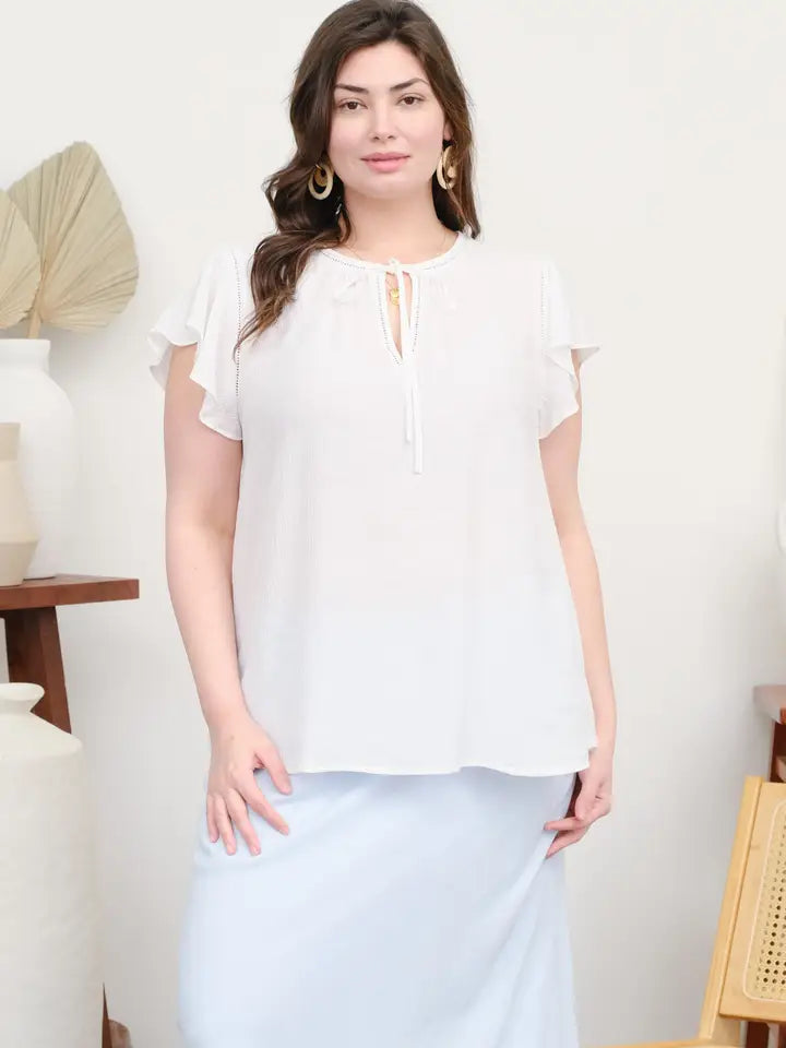 Plus Lace Trim Top