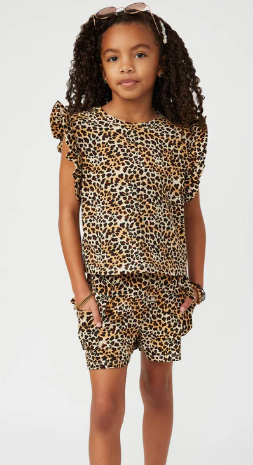 Girls Cheetah Print Short Set