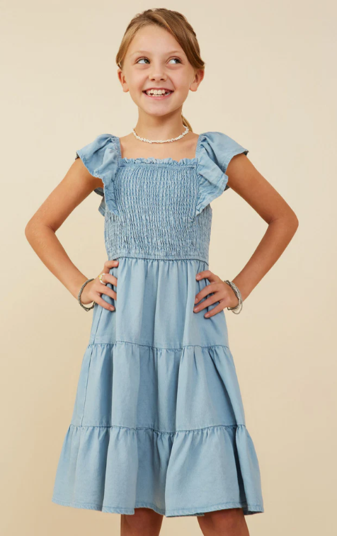 Denim Girls Ruffle Dress