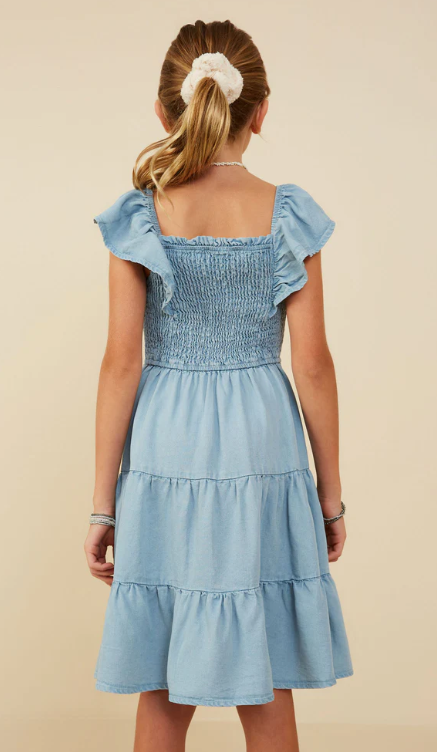 Denim Girls Ruffle Dress