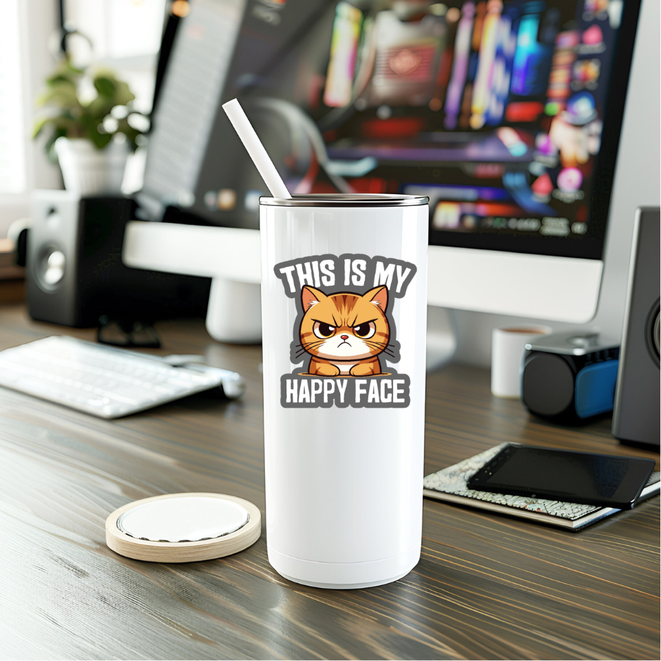 Funny This Is My Happy Face Vinyl Sticker