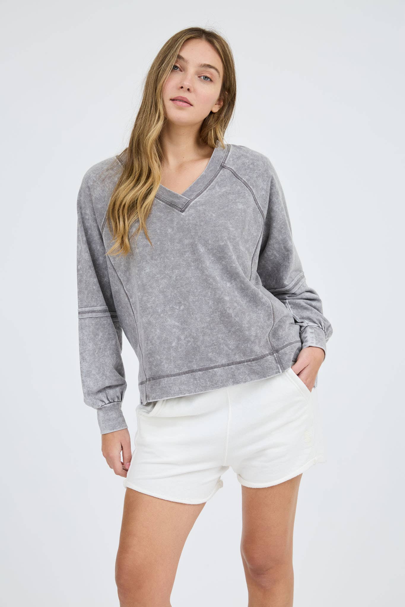 Mineral Washed V Neck