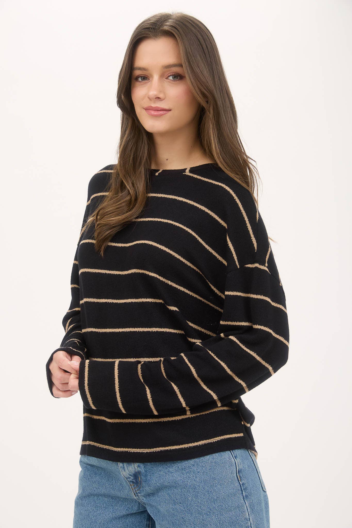 Stripe Drop Shoulder Knit Top
