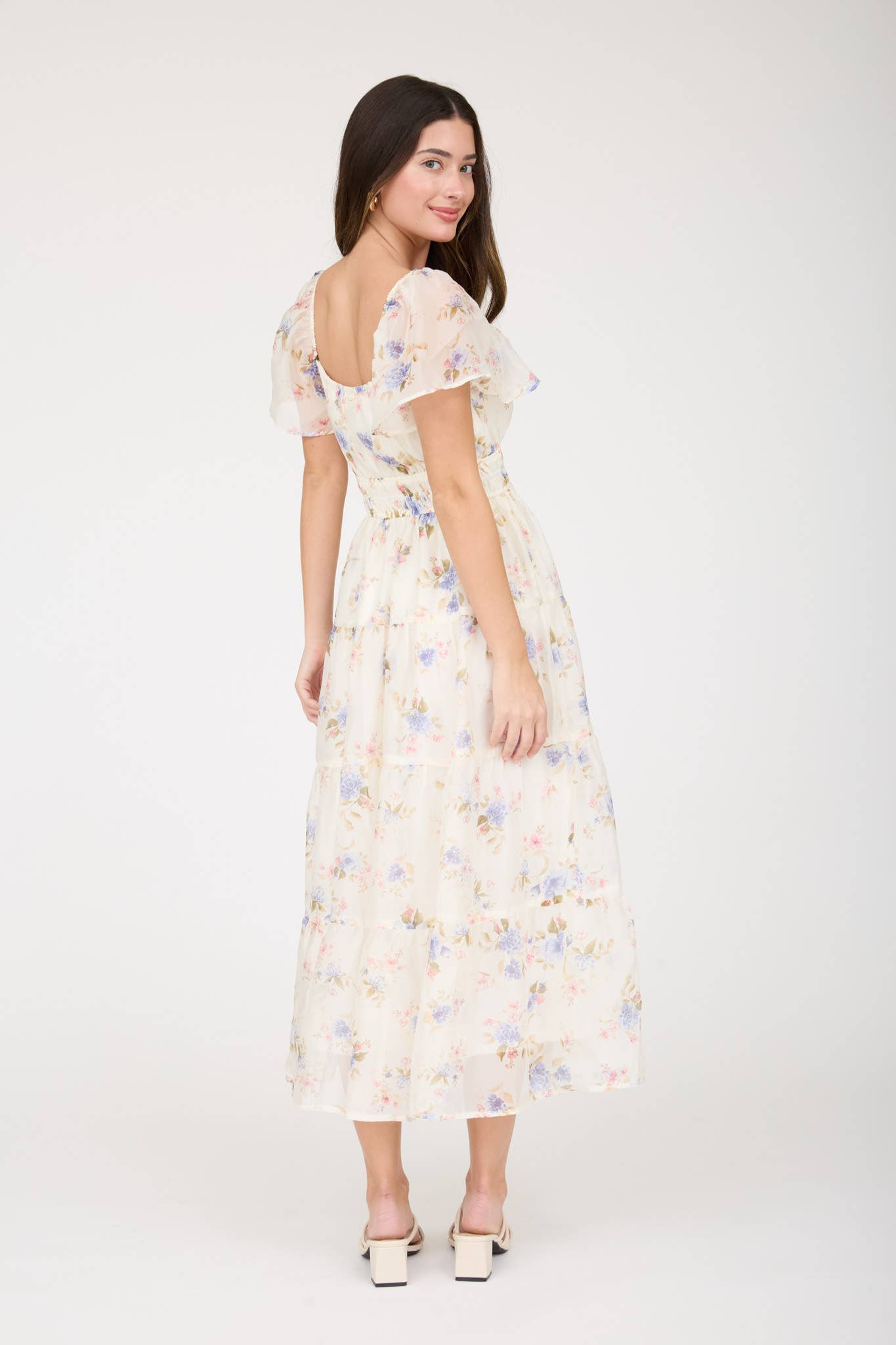 Floral Chiffon Midi Dress