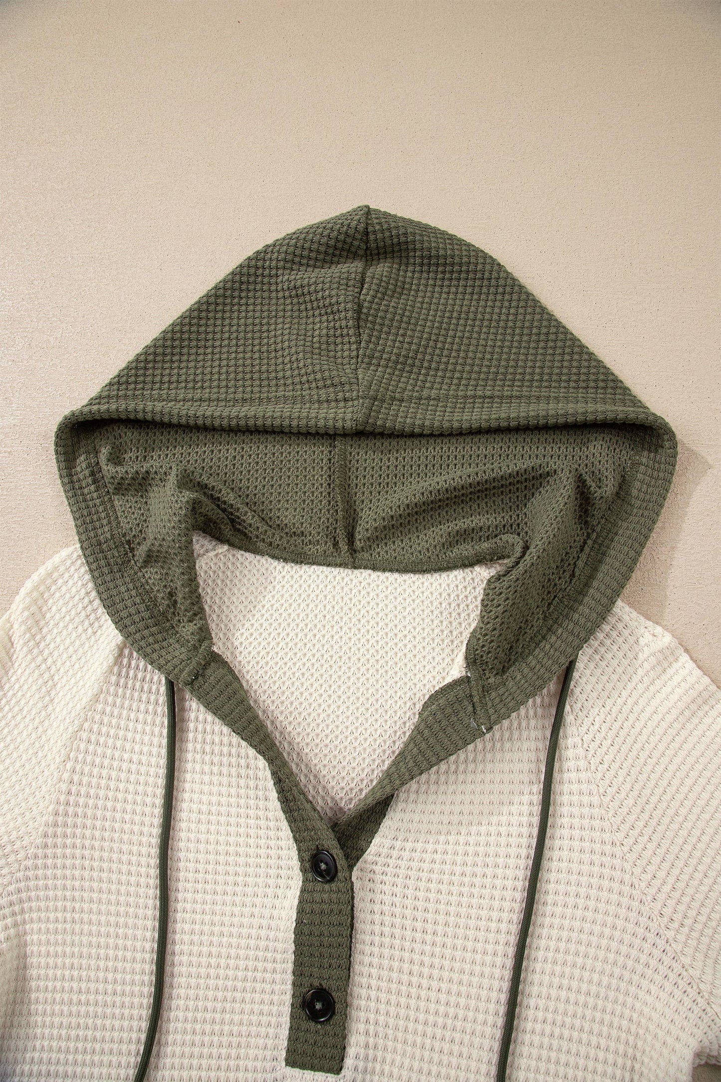 Waffle Contrast Hooded Pullover - Threads Boutique