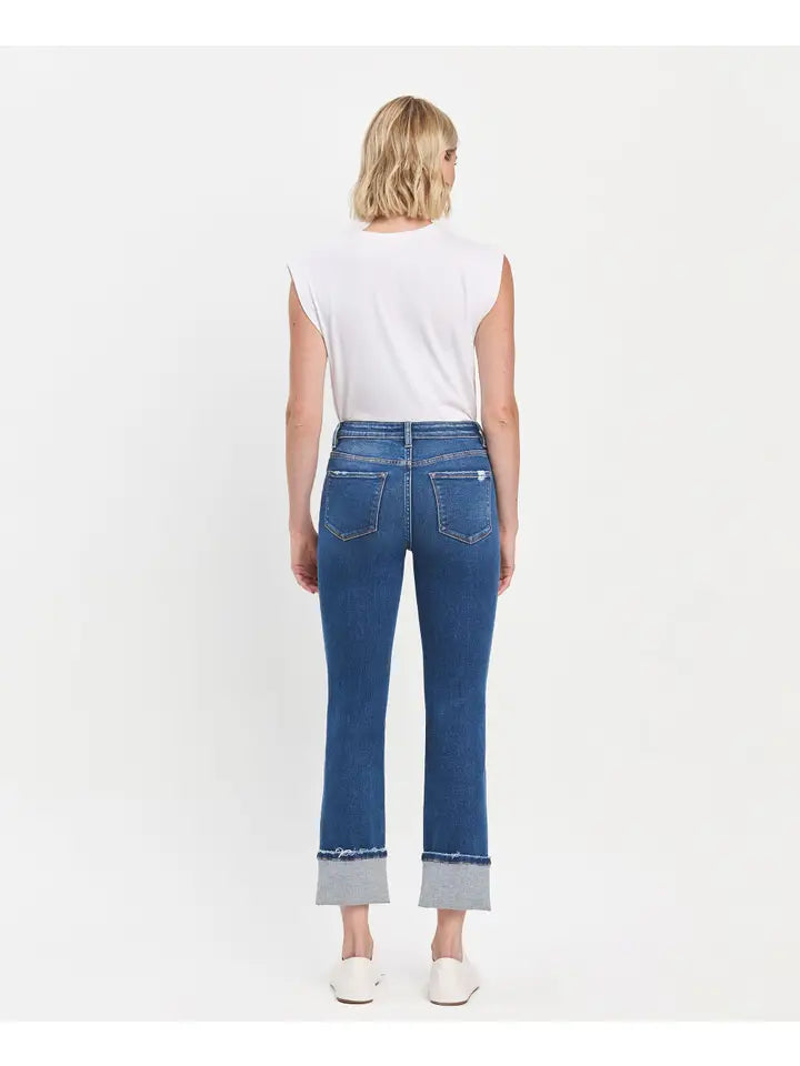 High Rise Cuffed Slim Straight