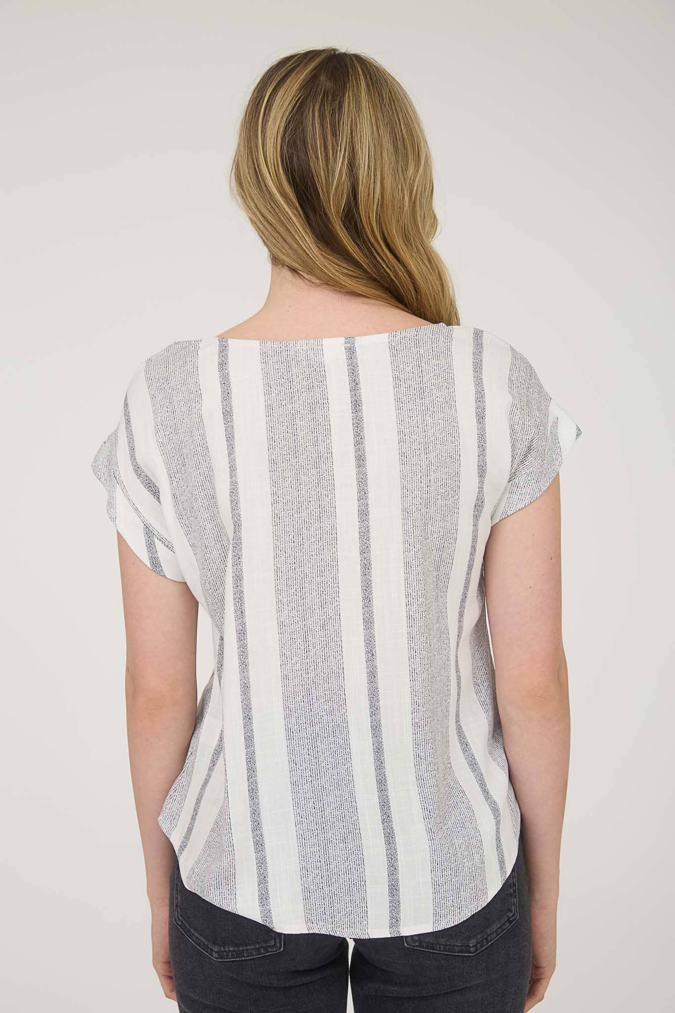 Stripe Cuff Sleeve Top