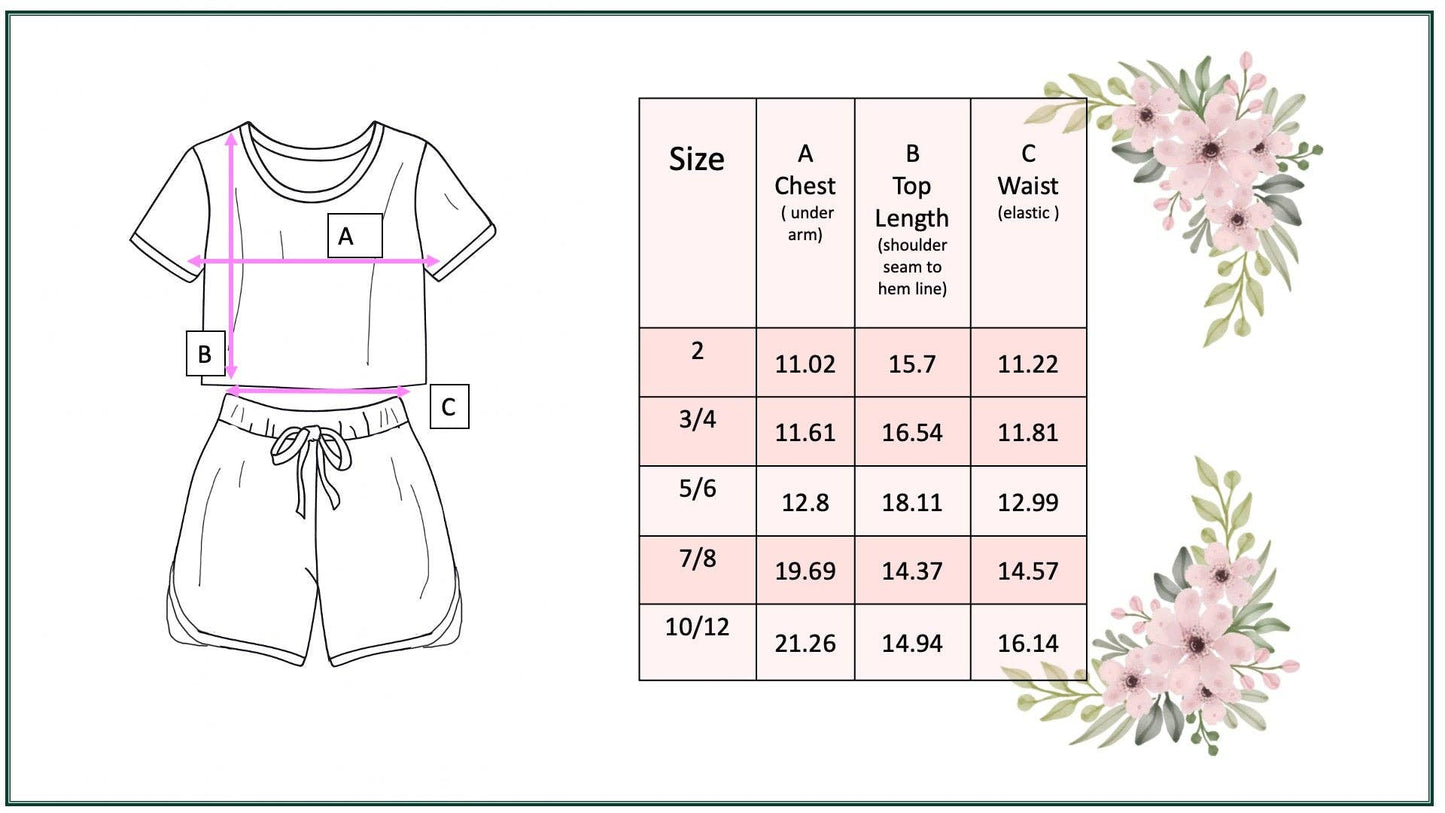 Girls Bright Pink Teal Flower Short Set