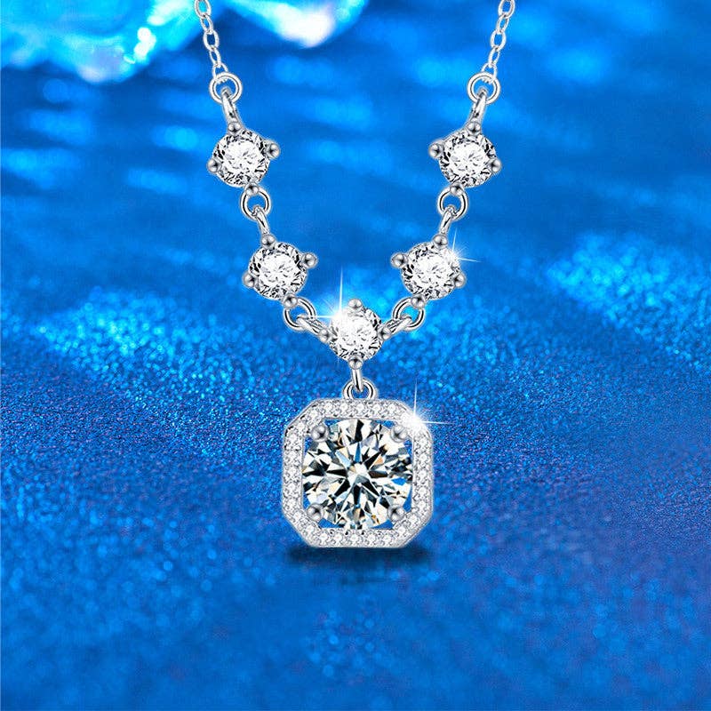 Moissanite Halo Necklace