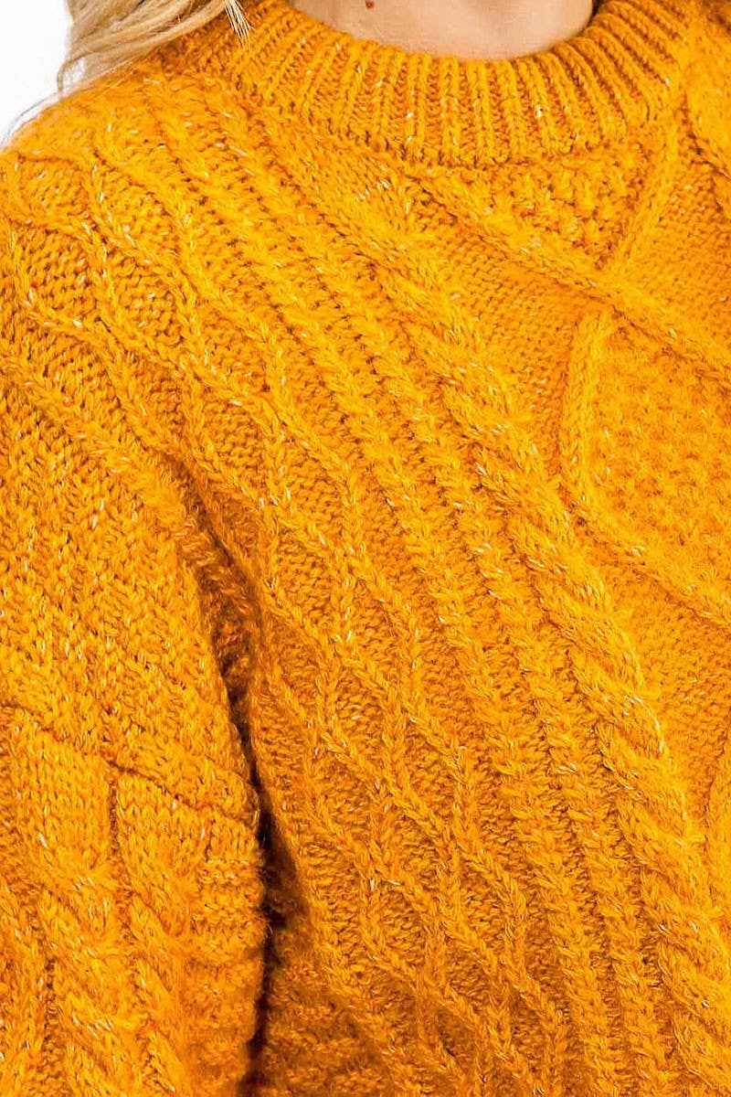 Mustard Cable Knit Sweater