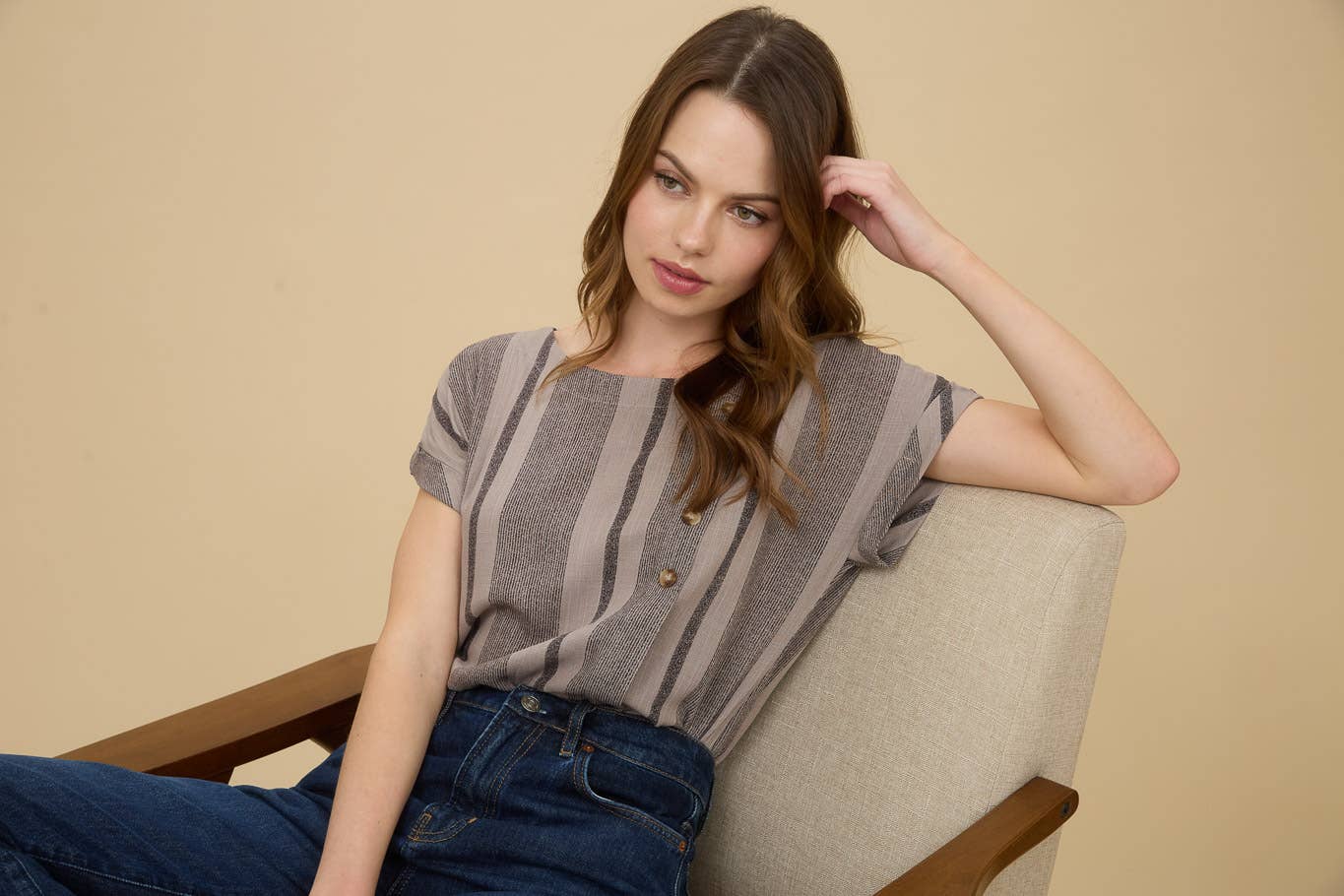 Stripe Cuff Sleeve Top