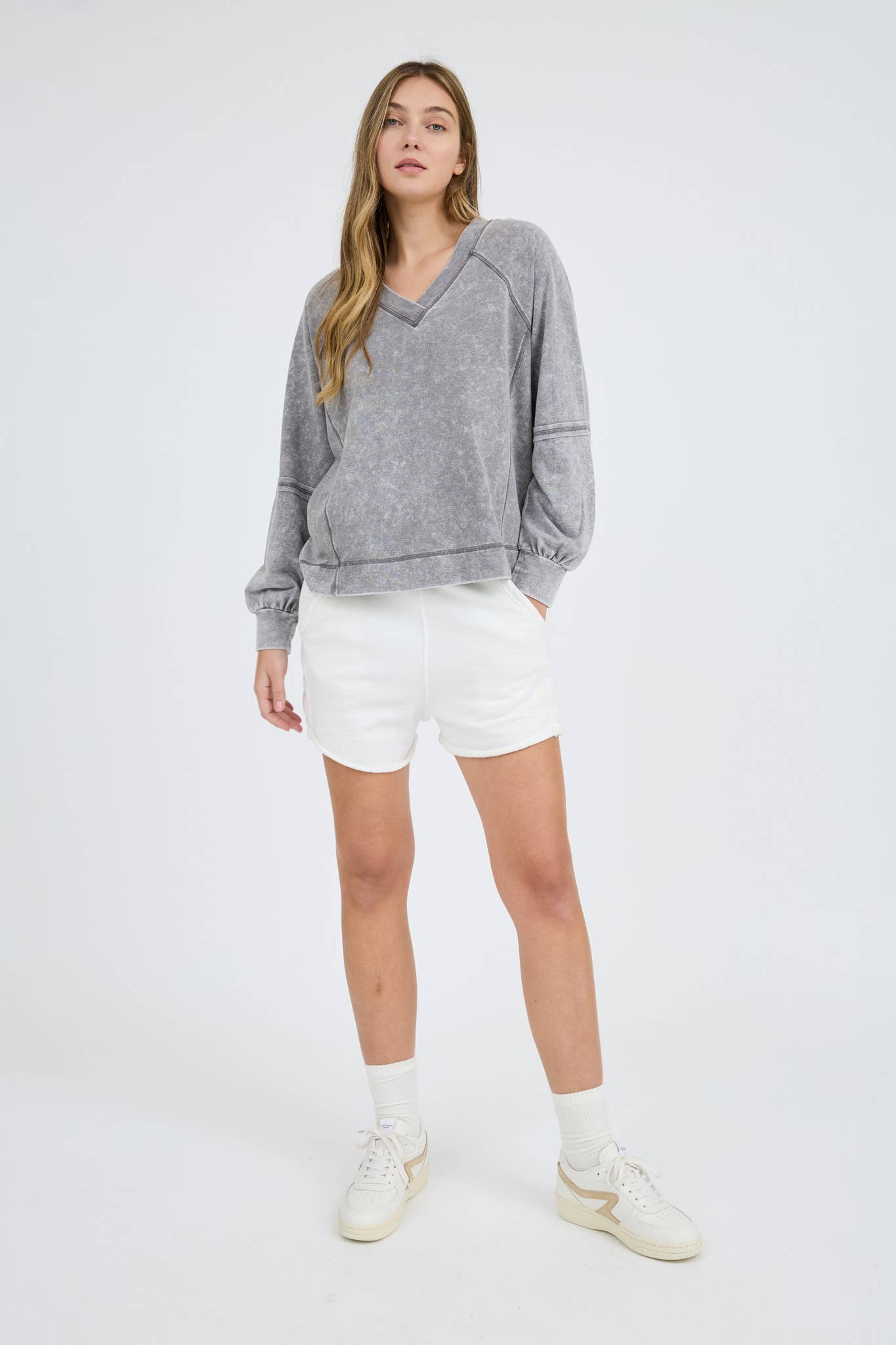 Mineral Washed V Neck
