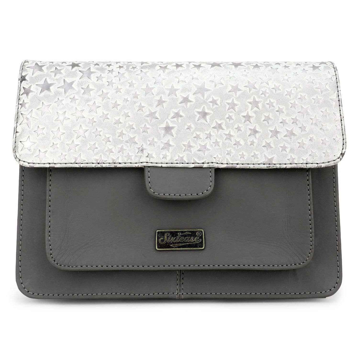 Leather Women's Crossbody - Dark Gray Stars