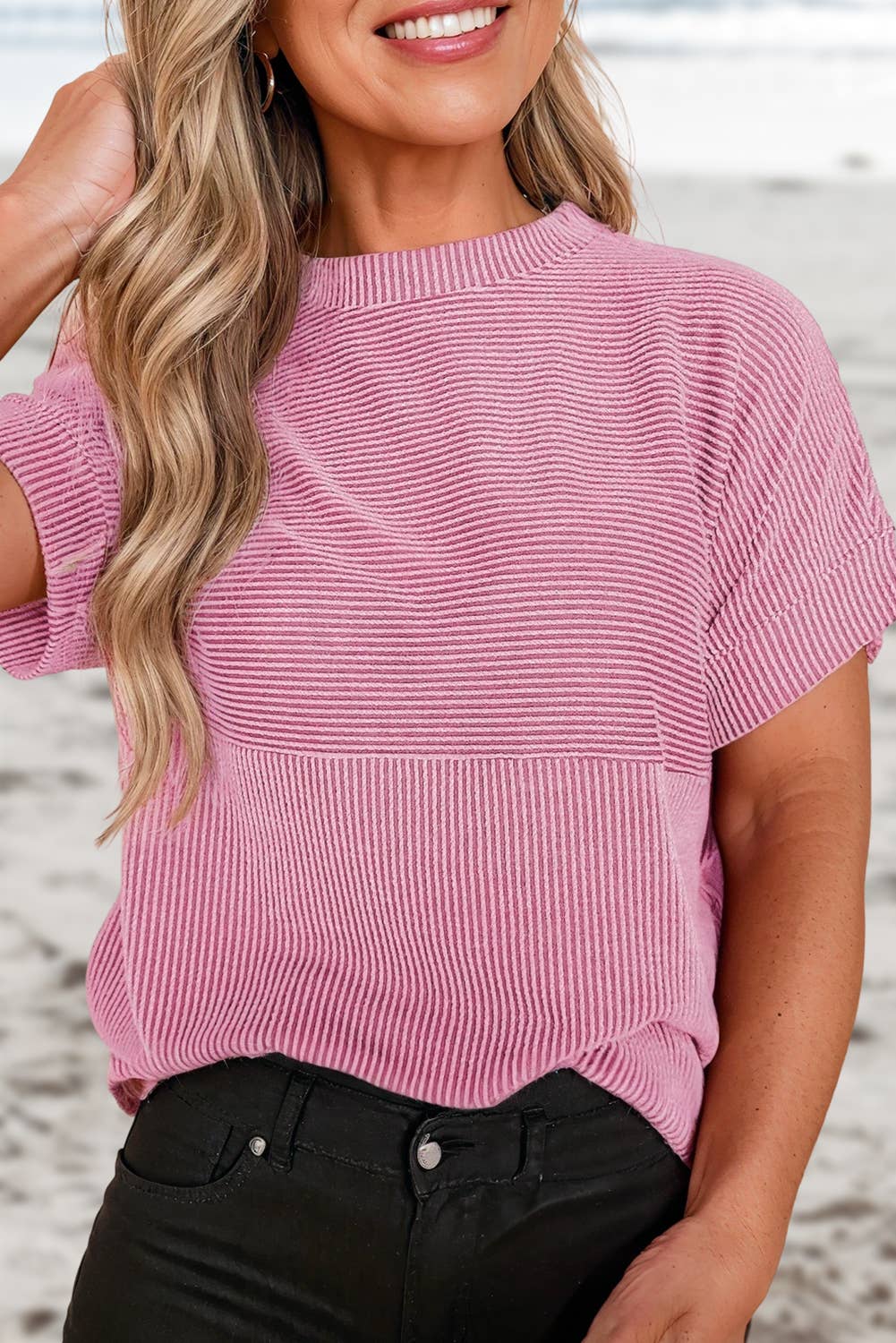 Corded Mock Neck Shirt