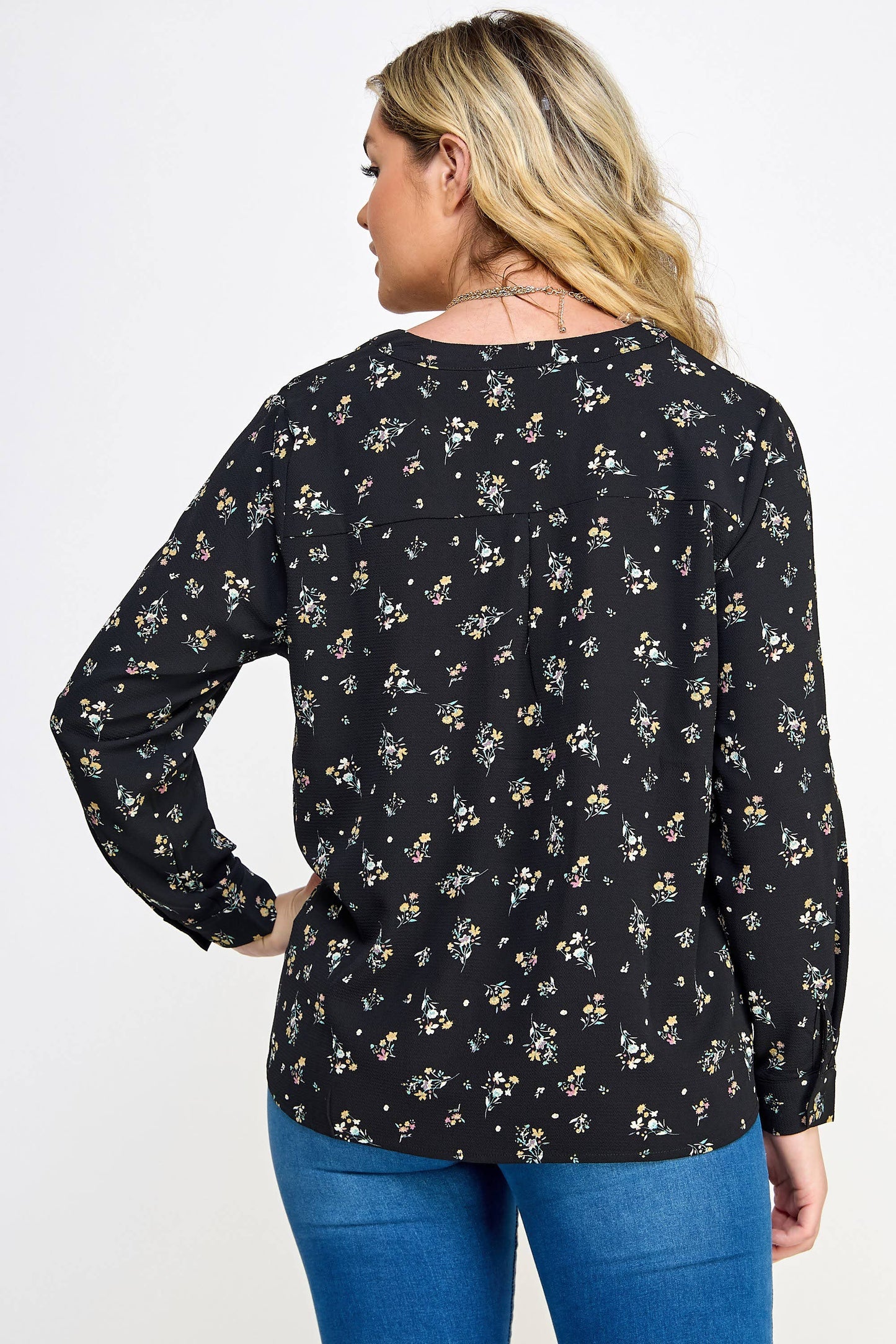 Floral Print Pop-over Blouse