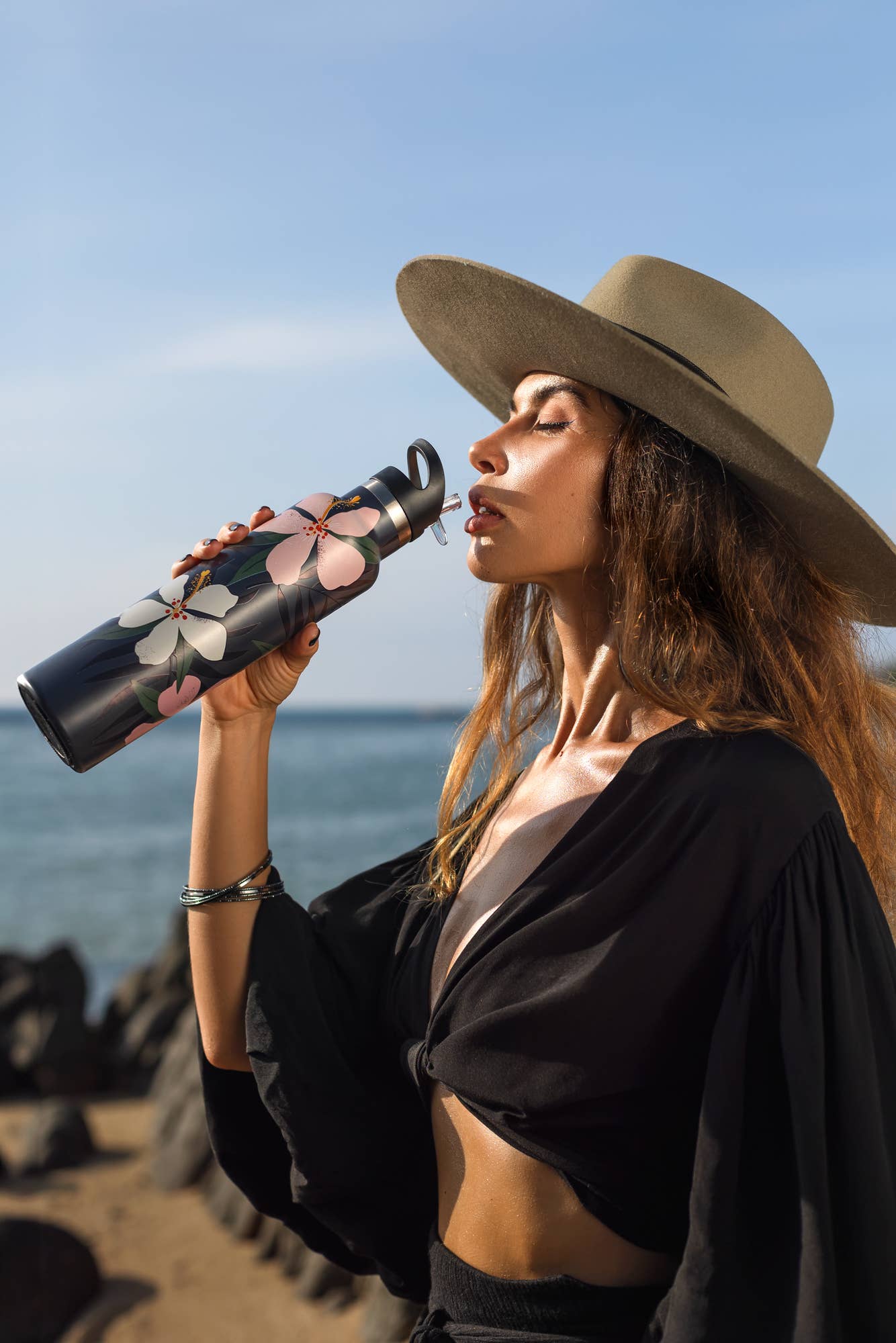 ALOALO Tropical Flower Insulated Water Bottle