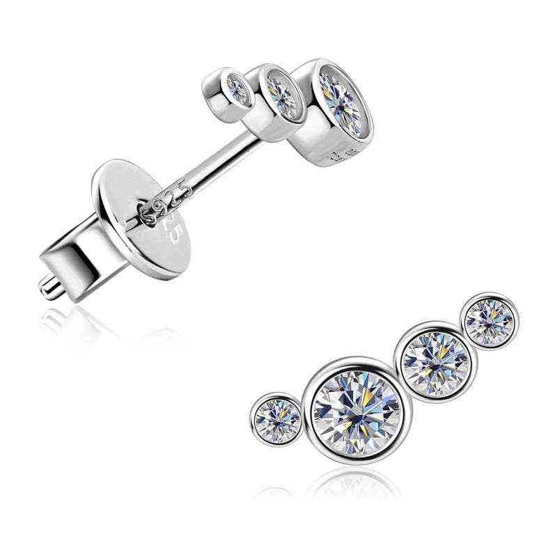Moissanite Crawler Stud Earrings