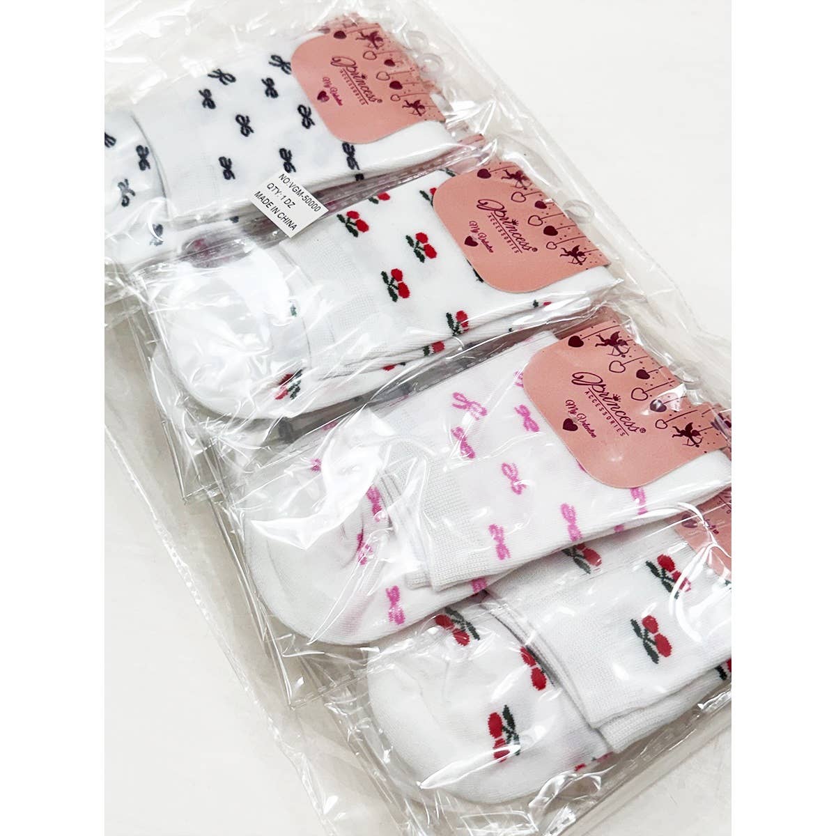 Bow and Cherry Print Everyday Socks - Threads Boutique